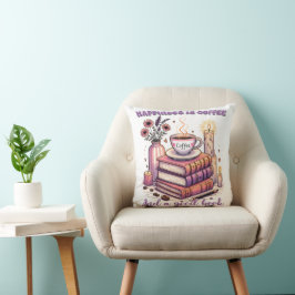 Almofada Felicidade É Café E Um Bom Livro