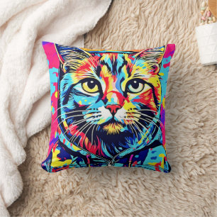Almofada Feline Finesse: Melhor Pintura Gato para Impressão