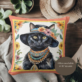 Almofada Felino com Travesseiro decorativo Floral Hat de 16