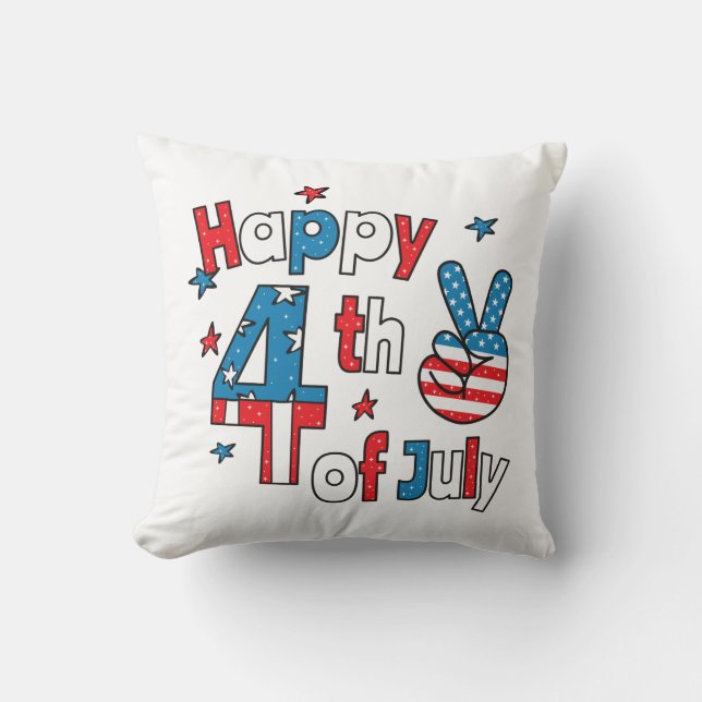 Almofada Feliz 4 de julho Dia da Independência (Frente)