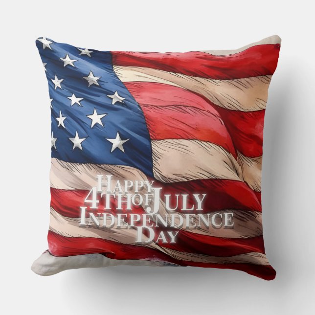Almofada Feliz 4 de julho - Dia da Independência (Frente)