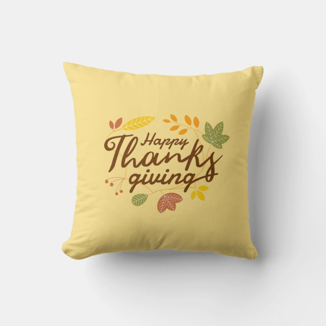 Almofada Feliz Ação de Graças Decoração Moderna de Folhas d (Frente)