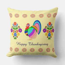 Almofada Feliz Ação de Graças. Flores design poloneses.
