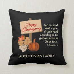 Almofada FELIZ AGRADECIMENTO Personalizado Phil 4:19 PRETO