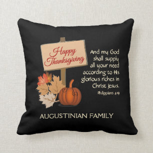 Almofada FELIZ AGRADECIMENTO Personalizado Phil 4:19 PRETO