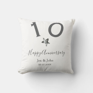 Almofada Feliz aniversário de 10 anos nome data estrela de
