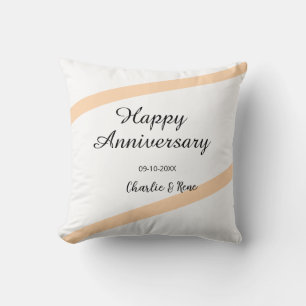 Almofada Feliz aniversário de casamento linhas laranja past