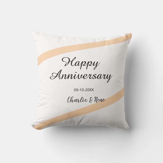 Almofada Feliz aniversário de casamento linhas laranja past (Frente)
