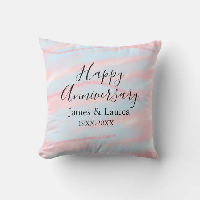 Almofada Feliz aniversário de casamento nome data ano paste (Frente)