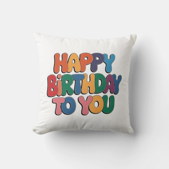 Almofada Feliz Aniversário Retrô (Frente)