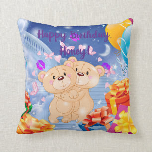 Almofada Feliz Aniversário, Urso de Teddy
