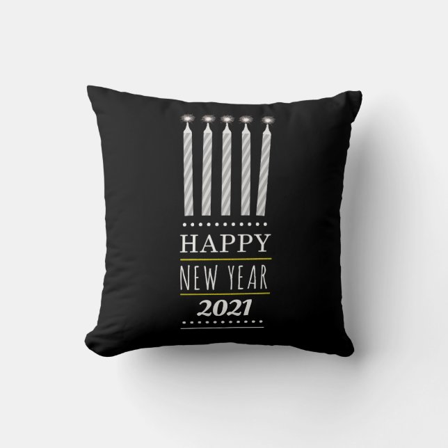 Almofada Feliz Ano Novo 2021 Velas de Estrelas (Frente)