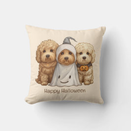 Almofada Feliz Cachorro de Goldendoodle de Halloween