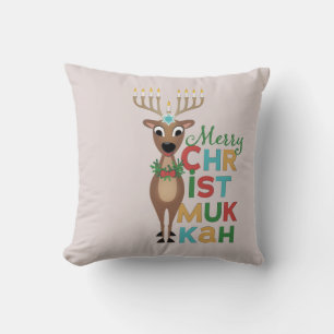 Almofada Feliz Christmukkah Reindeer
