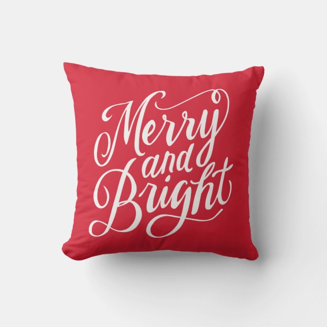 Almofada Feliz com letra de mão e design de script brilhant (Frente)