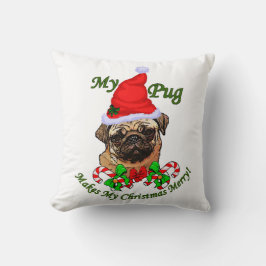 Almofada Feliz de Natal Pug