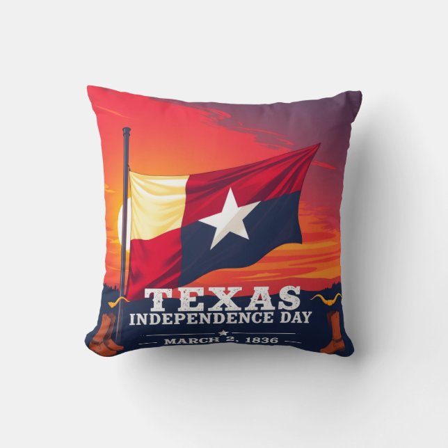 Almofada Feliz Dia da Independência do Texas Arte 1836 (Frente)