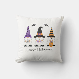 Almofada Feliz Dia das Bruxas Gnomos Roxo Laranja