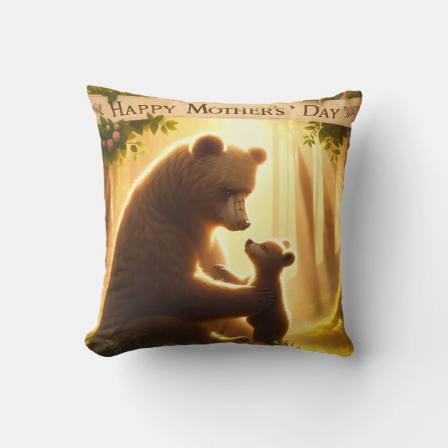 Almofada Feliz Dia das Mães, Mamãe Urso  (Frente)