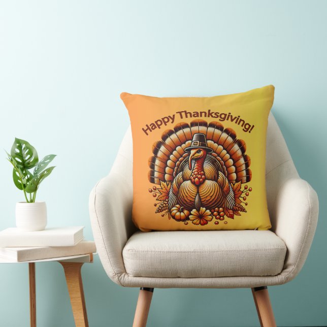 Almofada Feliz Dia de Ação de Graças à Turquia (Cadeira)