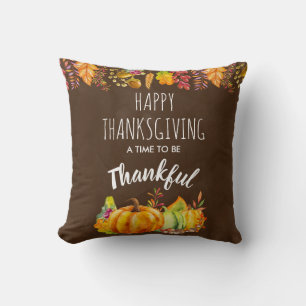 Almofada Feliz Dia de Ação de Graças Pumpkins e Folhagem de