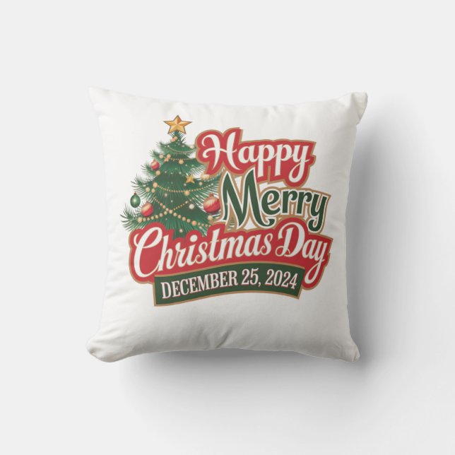 Almofada Feliz dia de Natal 2024 Design (Frente)