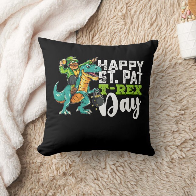 Almofada Feliz Dia de São Patrício Pat T Rex Dinosaur (Cobertor)