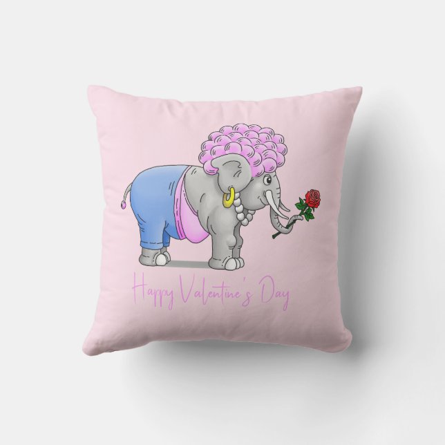 Almofada Feliz Dia dos Namorados dos Elefantes (Verso)
