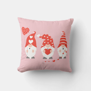 Almofada Feliz Dia dos Namorados Gnomos Vermelho Rosa