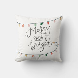 Almofada Feliz e Luzes de Natal Brilhantes | Branca