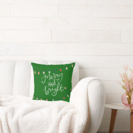 Almofada Feliz e Luzes de Natal Brilhantes | Verde