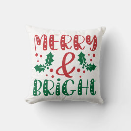 Almofada Feliz e Vermelho Brilho e Natal Verde