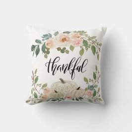 Almofada Feliz Elegante Ivory Pink Flowers & Pumpkins