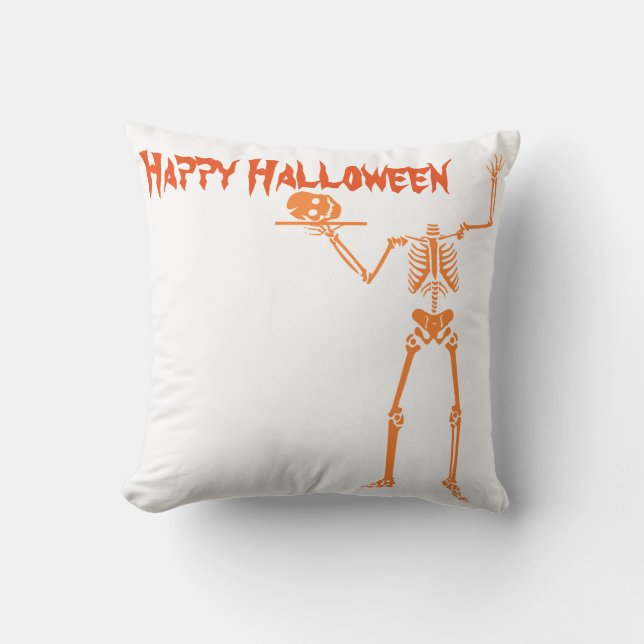 Almofada Feliz esqueleto de Halloween (Frente)