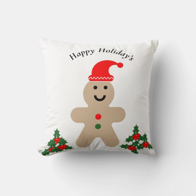 Almofada Feliz Feriado Ginger Bread Man (Frente)