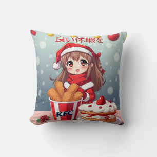 Almofada Feliz Feriados Janto de Garota de Animação Japones