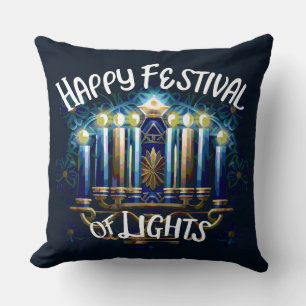 Almofada Feliz Festival das Luzes Hanukkah Menorah
