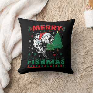 Almofada Feliz Fishmas Peixe Pai Pescador Natal