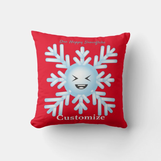 Almofada Feliz Floco de Neve Emoticon Thunder_Cove (Frente)