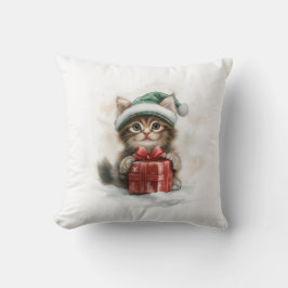 Almofada Feliz Gato Bebê - Gatinho Maine Coon no Chapéu Ver