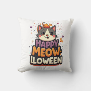 Almofada Feliz Gato de Meow-loween