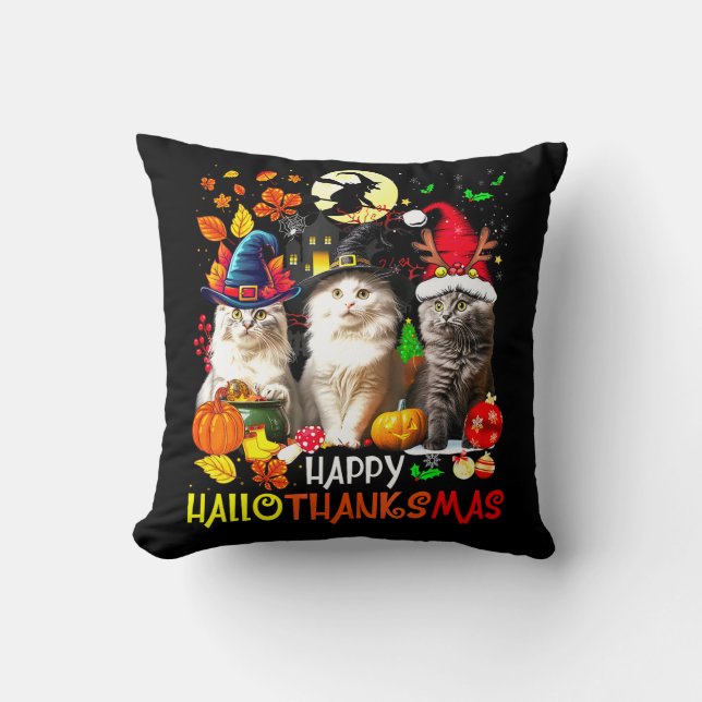 Almofada Feliz HalloObrigadoMas Cats (Frente)