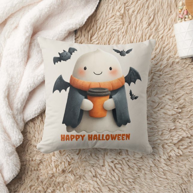 Almofada Feliz Halloween - Cute Ghost Design (Cobertor)