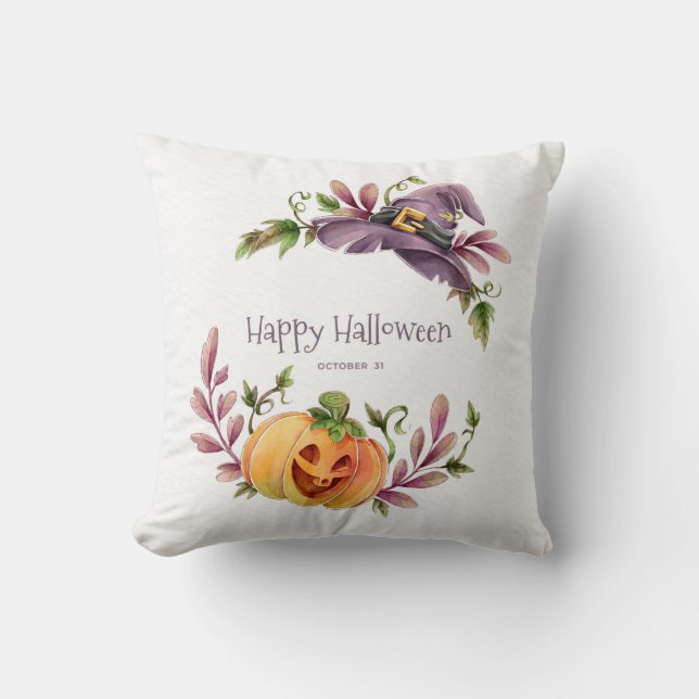 Almofada Feliz Halloween Folhagem de Outono  (Frente)