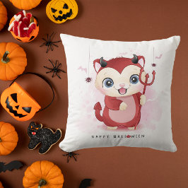 Almofada Feliz Halloween Gatinho Fofo Diabo Aranha Morcego 