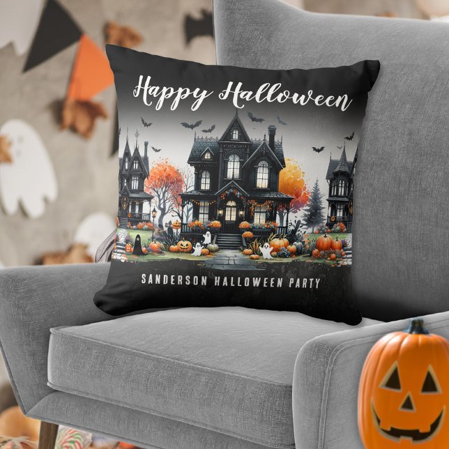 Almofada Feliz Halloween Personalizado (Personalized Happy Halloween Throw Pillow)