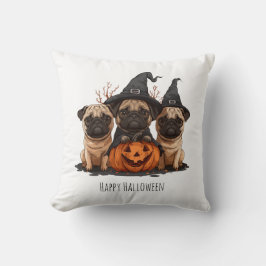 Almofada Feliz Halloween Pugs Jack O Lanternas