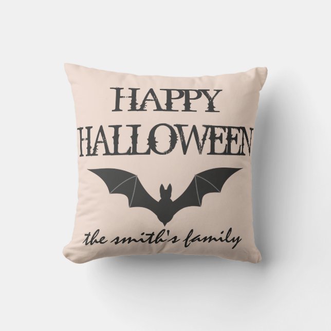 Almofada Feliz Halloween Trick ou Trate com Bat (Frente)