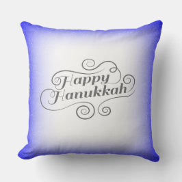 Almofada Feliz Hanukkah com fundo azul branco de 2 tons