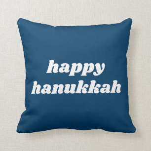 Almofada Feliz Hanukkah Simple Retro Typografia Azul